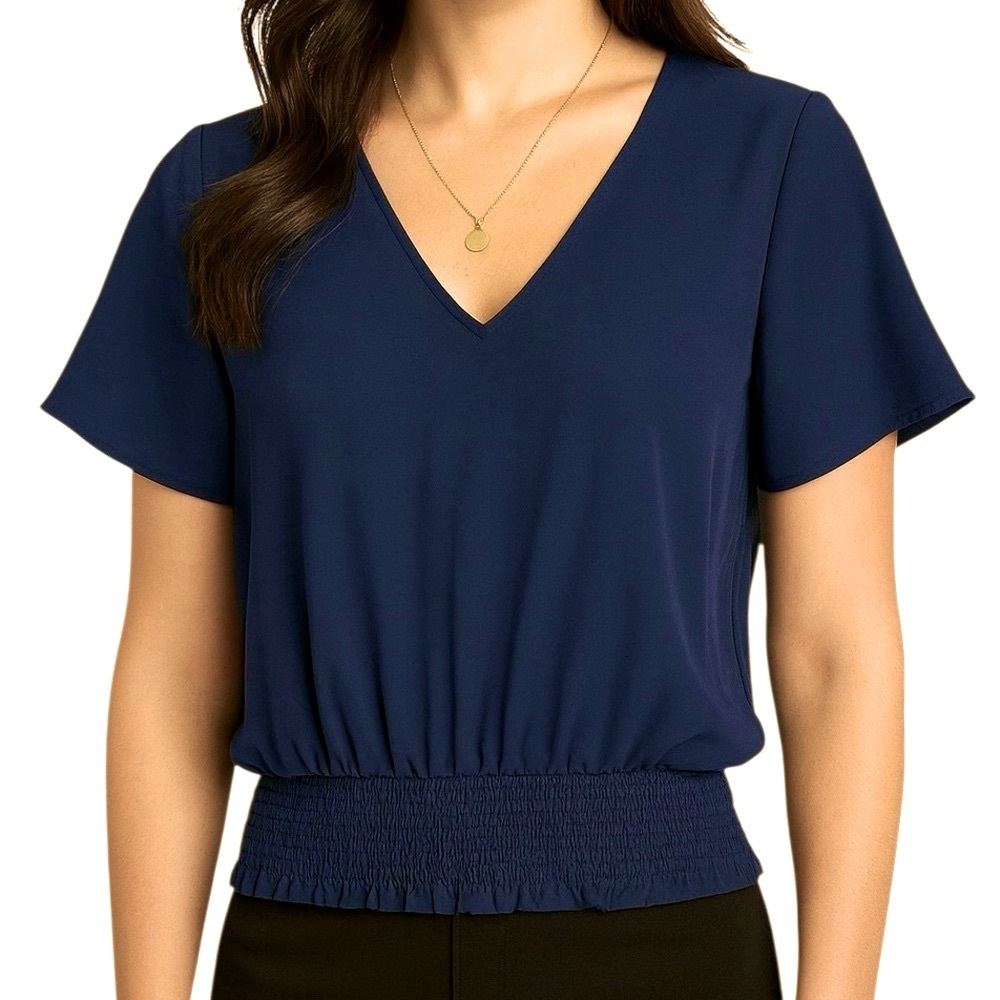 Michael Kors Navy V-Neck Blouse